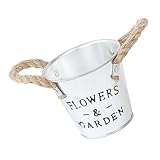 DOITOOL Macetero de Hierro Rústico Pequeño con Asas Maceta Decorativa para Flores Cubo Metálico Resistente para Interior y Exterior Decoración de Hogar Estilo Farmhouse