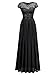 Miusol Women's Classy Scoop Neck Sequin Lace Contrast Bridesmaid Party Maxi Dress (Medium, Black)
