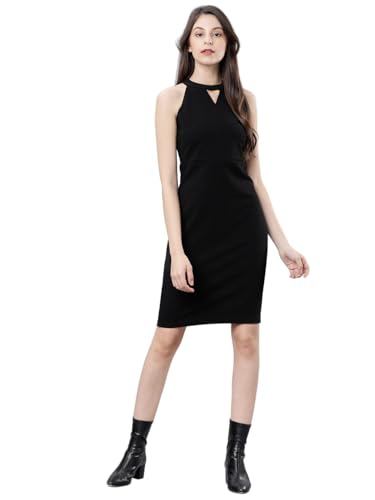 Image of Tokyo Talkies Womens Bodycon Sheath Dress | Chic & Stylish | Perfect for Parties, Date Nights & Evening Glam | Halter Neck | Dress for Women | Women Dress | Stylish Women Dress
