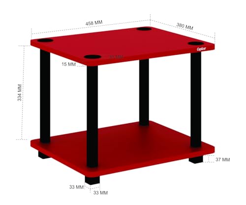 Image of Captiver Samrat Engineered Wood Stool Bed Side Tea Table (38X46X33.4 CM,Red) Living Room Kitchen Drying Library Office Corner Shelves Multipurpose Storage Racks Organizer