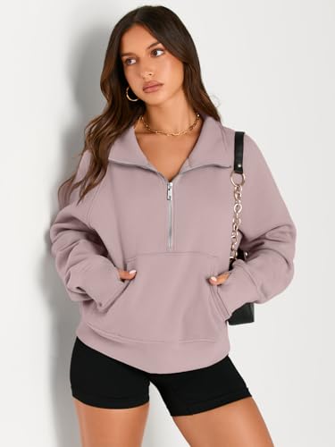 Image of AUTOMET Womens Sweatshirts Half Zip Cropped Pullover Fleece Quarter Zipper Hoodies 2026 Fall Fashion Outfits Clothes