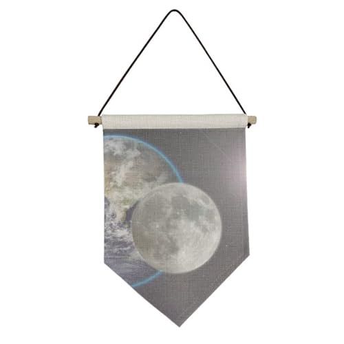 Bannière décorative en toile motif planète bleue pour habiller un mur vide