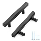 Sencico 30 Pack - 5 Inch Kitchen Cabinet Handles Black Cabinet Pulls Square Cabinet Hardware Stainle