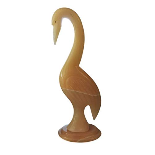 Figurine de table Airone en onyx jaune objet déco salon chic hauteur 30 cm