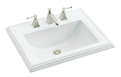 Kohler 2241-8-0 Memoirs Classic Elegant Rectangular Drop-In Bathroom Sink With Centerset Faucet Holes, 22-3/4" W X 18" L, White #TOP6