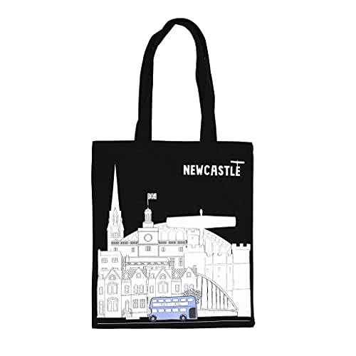 Image of Eurostick Canvas Shopper Tote Bag Manchester Bee London Liverpool Edinburgh Ireland Cardiff Cork Dublin Bus (Newcastle Cityscape)