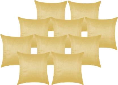 MADHULICA Cushion Dupion Silk Cushion Cover, 14x14 Inch, (Beige, Set of 10)