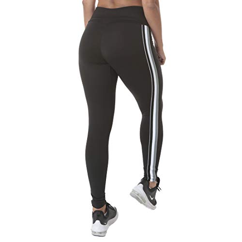 Calça Legging Listras Tricolor Lateral Preto