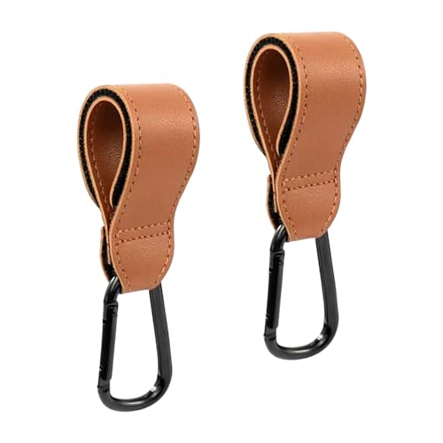 2 Ganchos Para Cochecito De Cuero Sintético, Soporte Universal Para Bolsas De Cochecito, 3 X 21 Cm En Color Marrón, Accesorios Para Cochecito Para Bolsas Y Mochilas