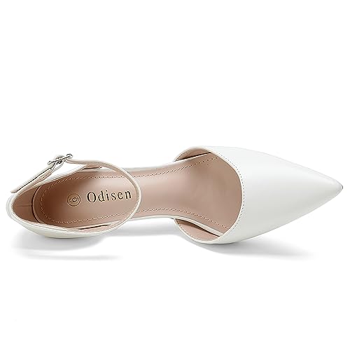 Odisen Women's 3.5 in High Heels Closed Toe Ankle Strap Bridal Wedding Dress Shoes2