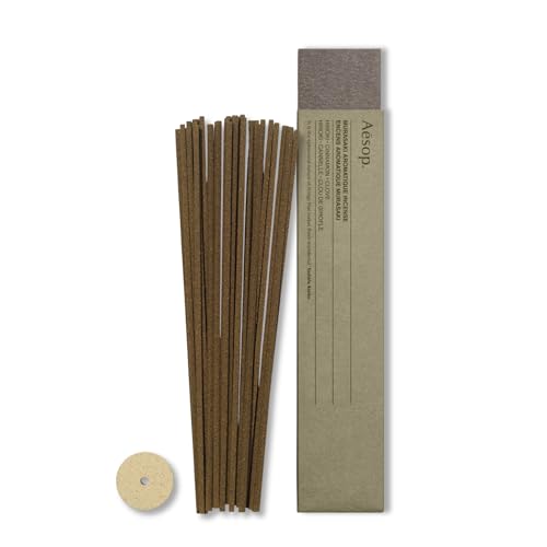 Aesop Murasaki Aromatique Incense Sticks | Woody and Spicy Aroma of Hinoki & Cinnamon| 33 Sticks 30-Min Burn Time | Includes Kanuma Pumice Holder | Vegan No Synthetic Fragrance