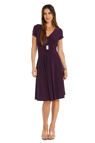 Image of R&M Richards Women's Metallic Foil Print Bodycon Dress W /Draped Capelet - Knee-Length Cocktail Party Outfit