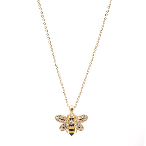 ESPY Crystal Embedded Yellow and Black Flying Bumble Bee Necklace2