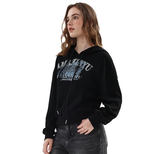 Chandail à capuche imprimé femme coupe ample Amazhiyu - 4