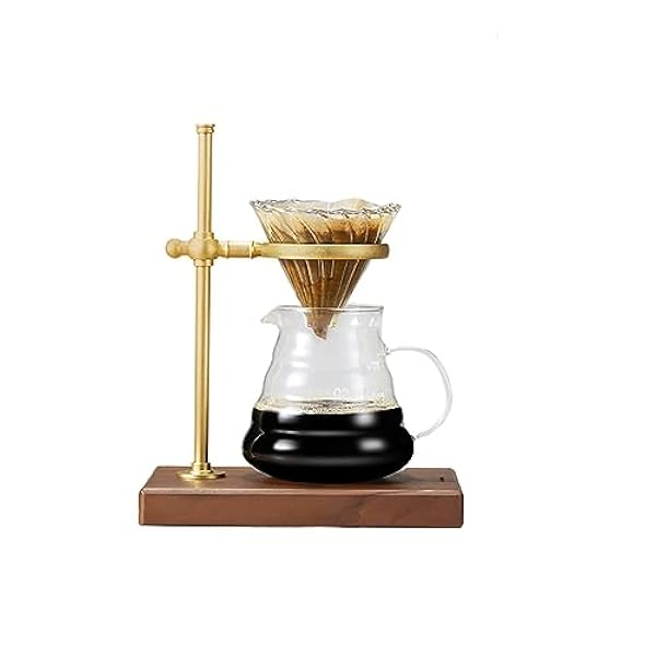 Handbryggt kaffe trä stativ set för hemmakontor, 20 oz manuell droppkaffe bryggare karaff med träbas passar de flesta.