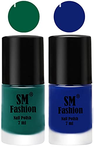 Image of Long Lasting Nail Polish | Nail Paint Combo 7 ml Each) - Set of 2 Green-Blue
