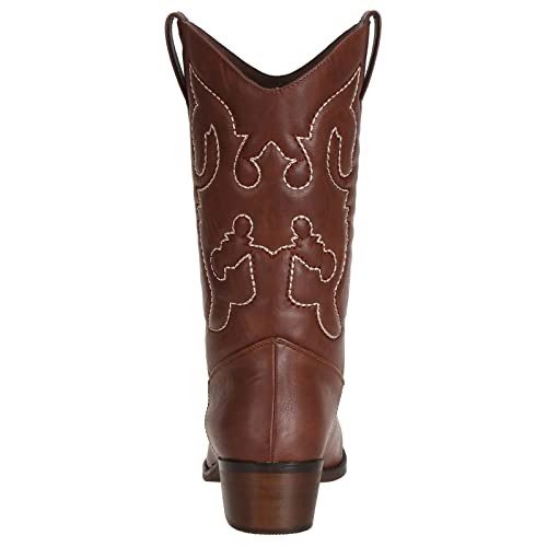Shesole Wide Calf Cowboy Cowgirl Boots Women Western Boots Pointed Toe Brown Size 7 #TOP2
