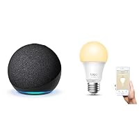 Echo Dot (5th Gen) | Charcoal + TP-Link Tapo Smart Wi-Fi Light Bulb, Dimmable Soft Warm White - E27