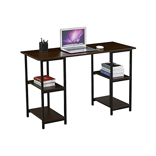 SVITA Studio Bürotisch mit Regal Nussbaum-Optik Schwarze Metall-Beine Schreibtisch Computertisch Arbeitstisch PC Tisch