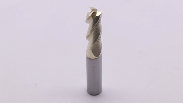 Image of 3 /8 inch 3 Flute Solid Carbide Square End Mill for Aluminum, ZrN Coated | 37 Helix, 3 /8 inch Cutting Dia, 3 /8 inch Shank Dia, 1 inch Length of Cut, 2-1 /2 inch Overall Length, for Milling Aluminum and Copper