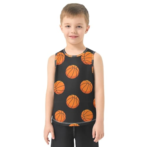 J JOYSAY Cartoon Basketball Black Boys Tank Top Sleeveless Muscle Shirts Quick Dry Active Sport Workout Kids T-Shirts 3-15T2