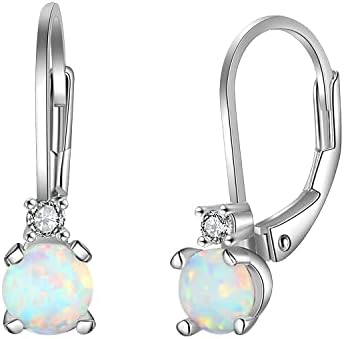 925 Sterling Silver Gold Plated Women White Opal Hoop Earrings Cubic Zircon Birthday/Jewelry Gifts for Ladies Girl
