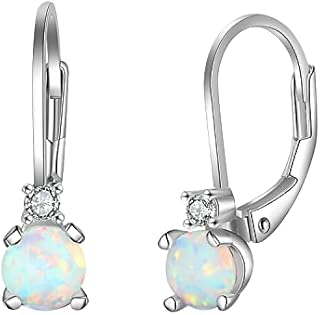 925 Sterling Silver Gold Plated Women White Opal Hoop Earrings Cubic Zircon Birthday/Jewelry Gifts for Ladies Girl