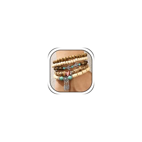 Long tiantian Boho Bracelets for Women Stackable Wooden Bracelet Western Beaded Bracelet Stack Boho Fashion Trendy Jewelry Gifts