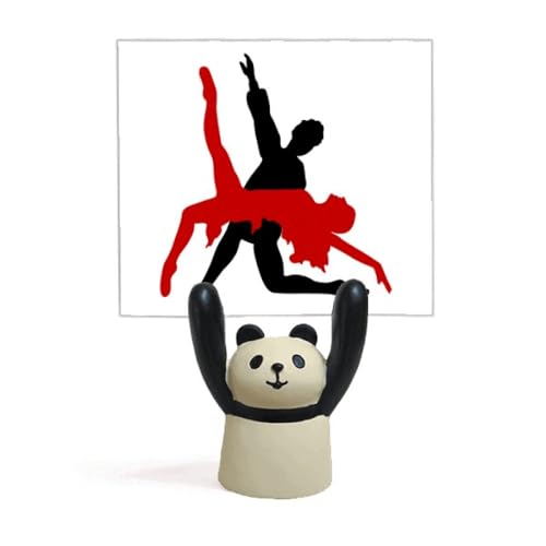 Porte-mémo duo de danse panda en résine pour décoration de bureau ludique