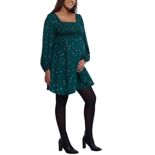Image of Motherhood Maternity Womens Long Sleeve Smocked Babydoll Mini Dress