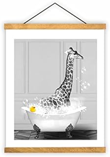 Easma Cute Giraffe in Tub Print Giraffe in Bath Wall poster Giraffe Canvas Wall Poster Black and White Bathroom Poster Giraffe Photo Bathroom Art Animal Bathroom Decor Wall Art