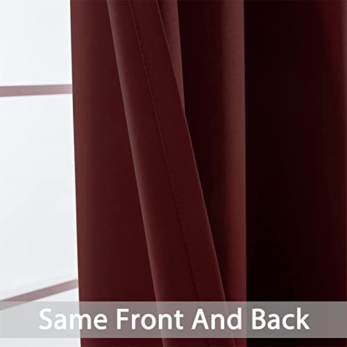 Yakamok Blackout Curtains for Bedroom, Thermal Insulated Blackout Window Curtains with Grommet Top for Living Room- Burgundy Red- 38W x 63L -2 Panels