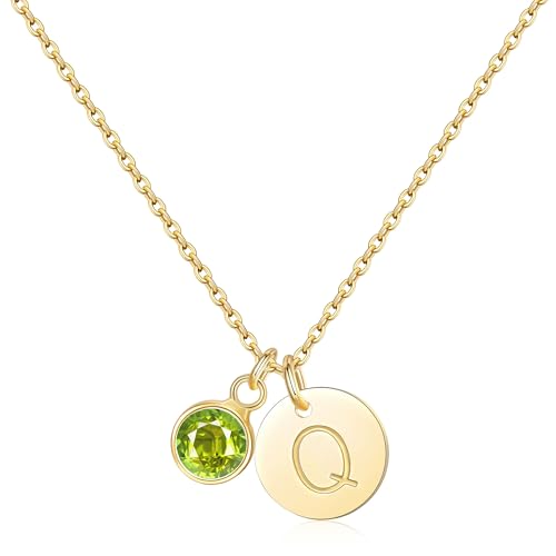 Bijoux personnalisés : Collier ras du cou plaqué or avec lettre initiale et pierre de naissance