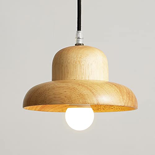 Chandelier capuchon en bois beige luminaire suspension ajustable E26