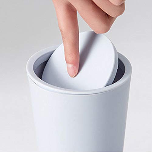 Image of Sheebo Modern Plastic Mini Wastebasket Trash Can with Lid for Car - Dispose of Tissues, Reciepts, and Other Small trashes; 1 Liter (2pk - Khaki & Light Blue)