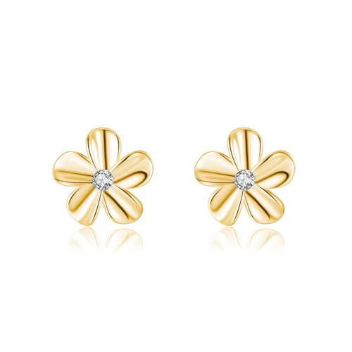 SLUYNZ Solid 925 Sterling Silver Flower Earrings Stud for Women Teens Plumeria Flower Stud Earrings Spring