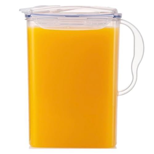 La Mejor Recopilación de Jarras para agua comprados en linea. 46 LocknLock - Jarra de agua para puerta de nevera, con asa, sin BPA, con tapa superior abatible, perfecta para hacer tés y jugos, 3 cuartos de galón, transparente