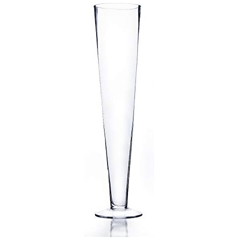 WGV Trumpet Glass Vase, Open 5", Height 23.5", (Multiple Sizes Choices) Clear Tall Pilsner Floral Planter Container Centerpiece, Wedding Event Home Decor, 1 Piece (VTV0524) Cover