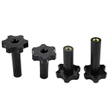 Soft Ice Cream Machines Screw Nuts, M10, 2pcs Short + 2pcs Long, Black, ABS Plastic Copper Screws, Tight Clamping Nuts, Ice Cream Maker Replacement Accessories, Flower Gear Shaped Knob