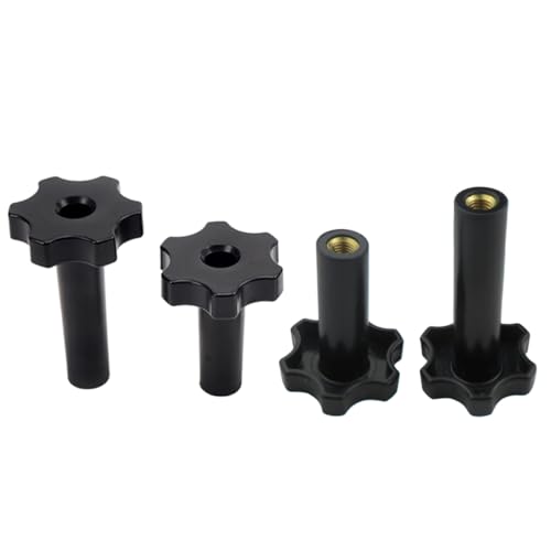 Soft Ice Cream Machines Screw Nuts, M10, 2pcs Short + 2pcs Long, Black, ABS Plastic Copper Screws, Tight Clamping Nuts, Ice Cream Maker Replacement Accessories, Flower Gear Shaped Knob