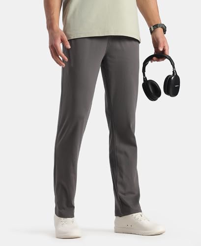 Image of Jockey AM49 Men Super Combed Cotton Rich Straight Fit Trackpants with Side and Zipper Media Pockets