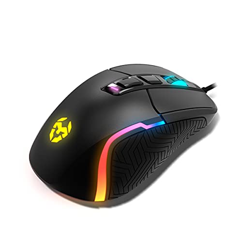 KROM Kick   Ratón Gaming, RGB Rainbow, Sensor óptico PixArt 3327 hasta 12000 dpi, 6 Niveles dpi (800 6200), avanzado Software, Negro