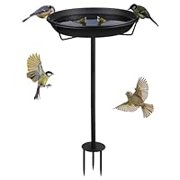 DBREAKS Vogeltränke Stehend 30CM, Vogelbad Garten Metall Wassertränke für Vögel, Vogelfutterstelle für Wildvögel, Vogeltränke Winterfest Futterstelle Wasserschale, Schwarz