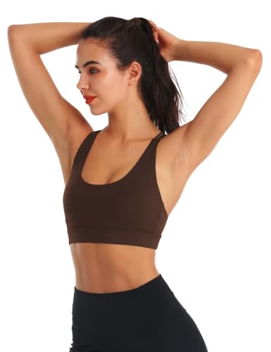 Image of OYANUS Sports Bras for Women Sexy Crisscross Back Padded Strappy Workout Bras Medium Support Yoga Bra with Removable Cups