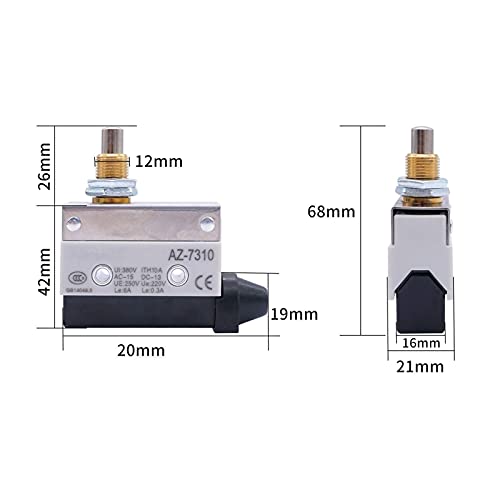Commutateur de limite à piston AZ-7310 GUMMMY 380V 10A 1NC+1NO micro interrupteur - 6