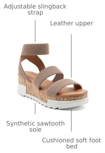 Image of Athlefit Women's Platform Wedge Sandals Summer Open Toe Elastic Ankle Strap Casual Flatform Sandals