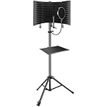 Aokeo Studio Recording Microphone Isolation Shield with Pop Filter,Tripod Stand,Tray,High Density Absorbent Foam Suitable for Singing,Recording Vocals(AO-504 With Stand)