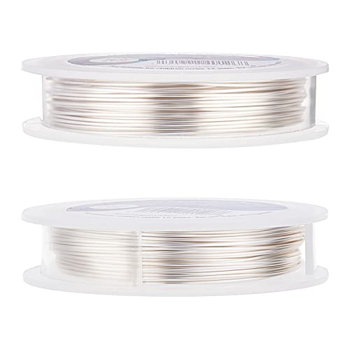BENECREAT 20 Gauge Wire Jewelry Silver Copper Wire Tarnish Resistant Beading Wire for Craft Jewelry Making, Wreaths, Weaving, Pendant Wrapping, 33 Feet