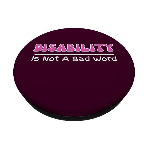 Disability Is Not A Bad Word, Disability Pride Month Groovy PopSockets Swappable PopGrip, Black - Image 2