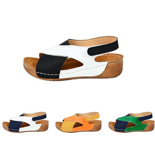 Womens Orthopedic Sandals Summer Color Block Arch Support Shoes Casual Ankle Strap Slingback Platforms Comfortable Dress Shoes3